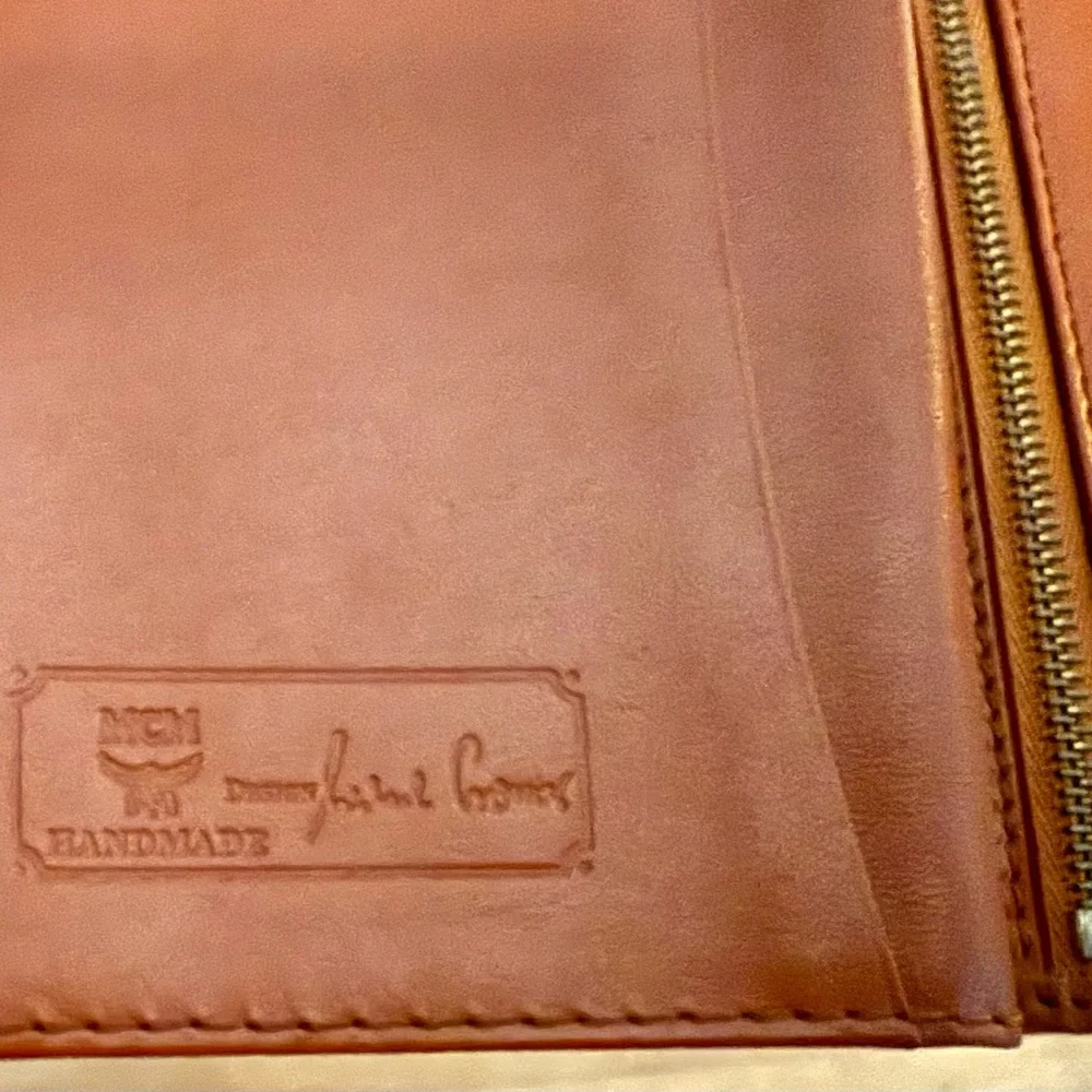 MCM Vintage Unisex Visetos Leather Compact Bifold Wallet in Cognac - Picture 11 of 12